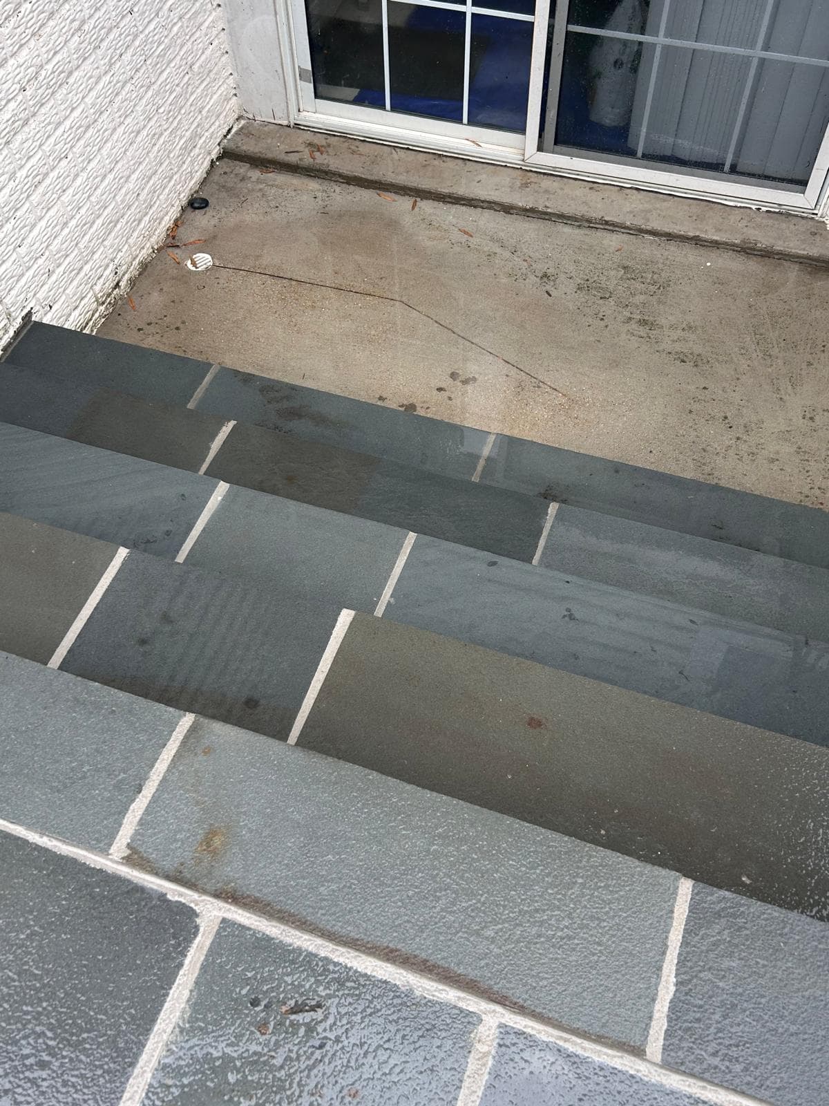 Slate steps installation in progress